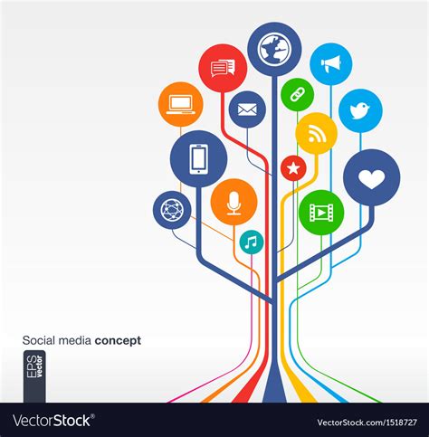 Abstract Social Media Background With Icons Vector Image