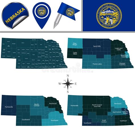 Map Of Nebraska With Regions Stock Vector Illustration Of Hills