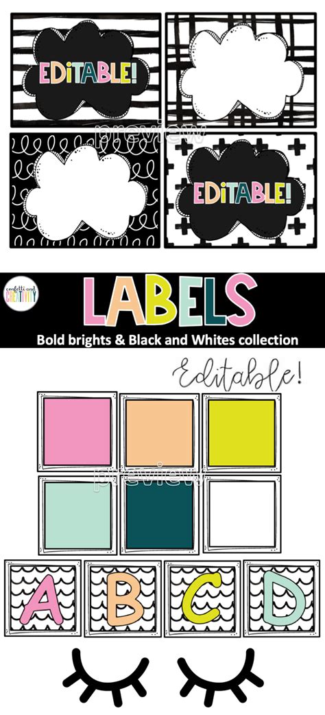 Editable Bright Labels To Add To Your Bold Brights Classroom Theme