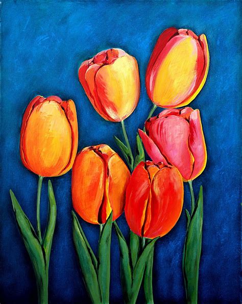 Ozgul Tuzcu Artwork Tulips Original Painting Acrylic Floral Art
