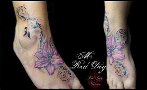 5 Watercolor Flower Tattoos On Foot