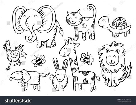 Cartoon Animals Doodle Style Stock Vector Royalty Free 447031414