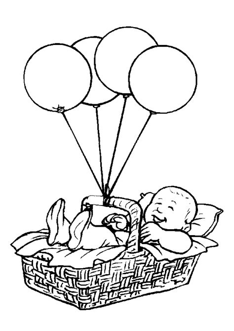 Een baby en de ballonnen. Kids-n-fun | 23 Kleurplaten van Baby