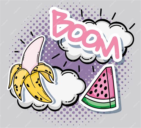 Premium Vector Pop Art Banana And Watermelon Cartoons Vector