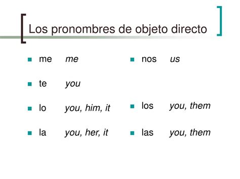 Ppt Los Pronombres De Objeto Directo Powerpoint Presentation Free