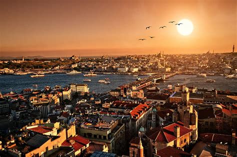 Hd Wallpaper Istanbul Sunset Top View Building Wallpaper Flare