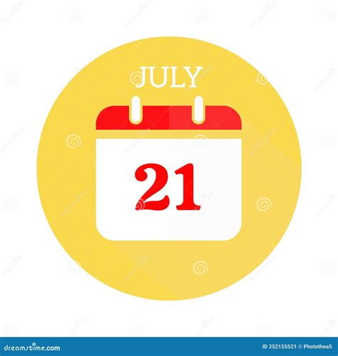 July 21 Calendar Flat Icon With Red Numbers Stock Illustration