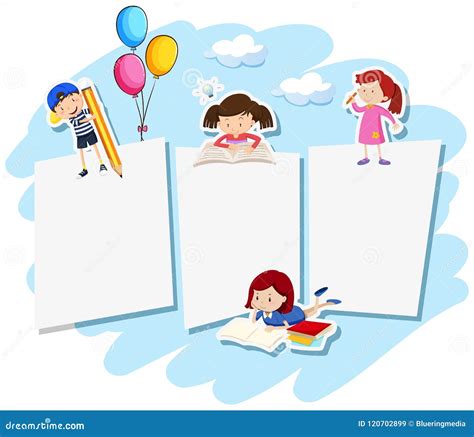 A Blank Note With Children Stock Vector Illustration Of Word 120702899