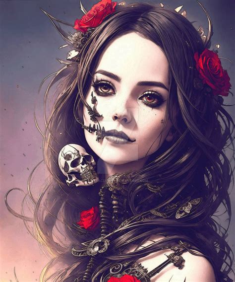 Symbolism Gothic Woman Dark Bones Bone Roses Skull By Sytacdesign On Deviantart