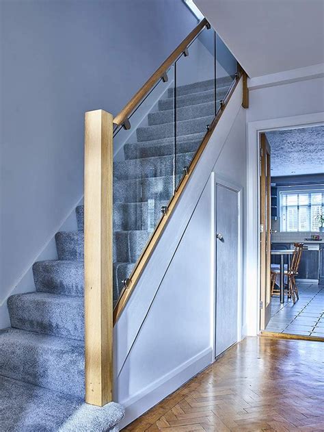 Oak Handrail And Glass Staircase Balustrade Kit Fit Staircase 3300