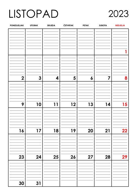Kalendar Listopad 2023 Kalendarisu