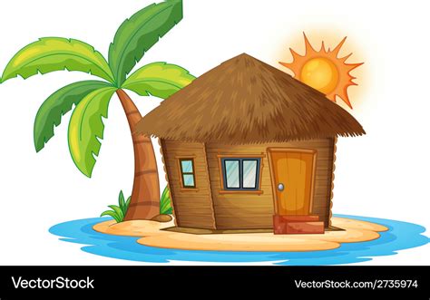 A Small Nipa Hut In The Island Royalty Free Vector Image