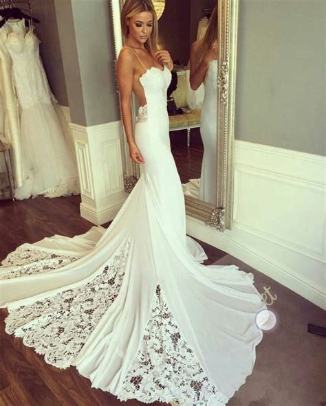 mermaid sexy wedding dress spaghetti straps wedding dresses bridal dress wedding gown