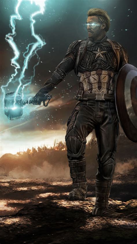 1080x1920 Captain America Mjolnir Thunder And Shield 2020 4k Iphone 7