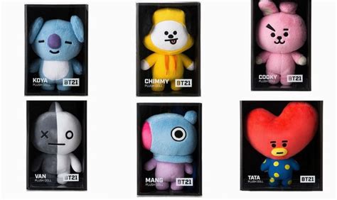 Bts Bt21 Official Standing Plush Doll Medium Size Tata Chimmy Cooky
