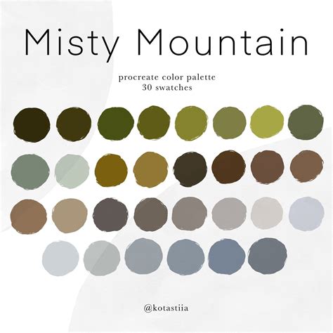 Misty Mountain Color Palette Procreate Color Swatches Nature Etsy Uk