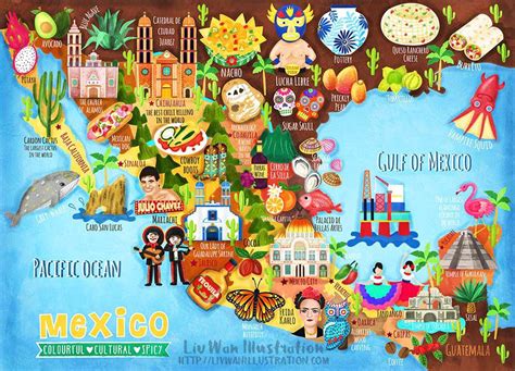 Mexico Map Illustration Liv Wan Illustration