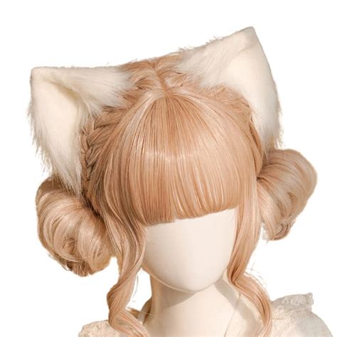 Sweet Cat Ears Headbands Handmade Faux Fur Plush Hairband Womens Hair