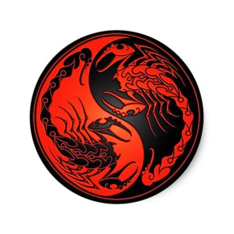 Red And Black Yin Yang Scorpions Classic Round Sticker Zazzle