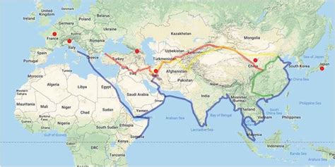 The Silk Road Map Which Used To Be The Main Route Connecting Europe To