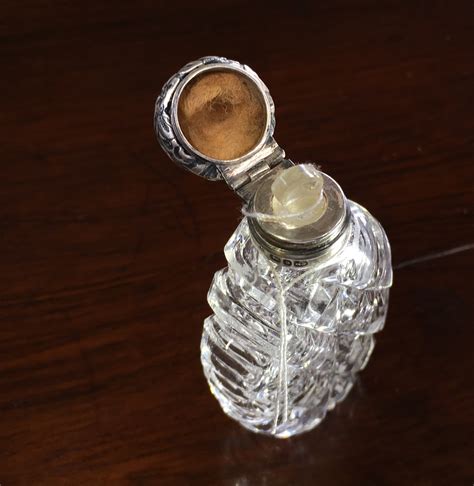 Sterling Silver Mounted Cut Crystal Perfume Bottle Birmingham 1876