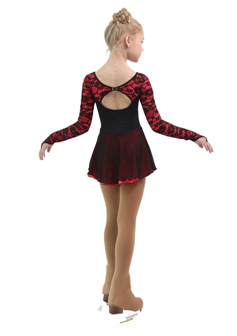 Icedress Figure Skating Dress Thermal Harmony Black With Hot Coral