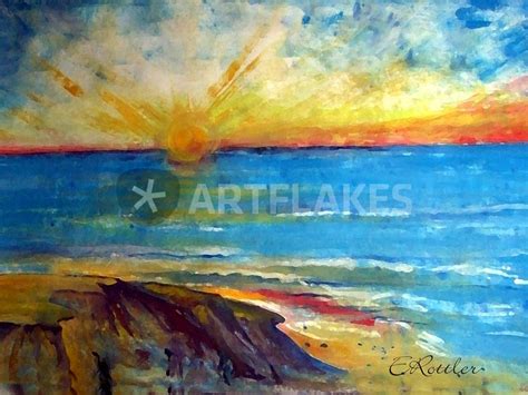 Gemälde Abstrakt Sonnenuntergang Am Meer Bild Als Poster Und