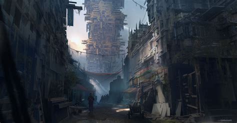 Space Vikings The Slums Tyler Thull Environment Concept Art Sci