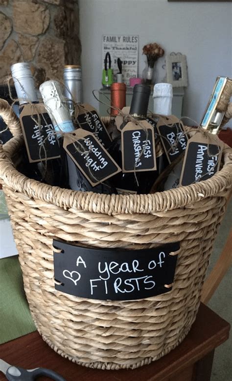 We guide you through buying presents for the bride and groom, maid of honour and best man. DIY Wedding Gift: A Year of Firsts Wedding Gift Basket ...