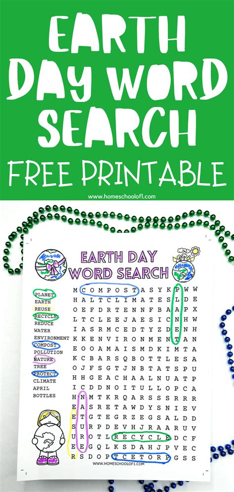 Free Earth Day Word Search Printable For Kids