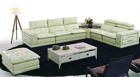 Living Room European Style 7 Seater U Shape Sofa Set Genuine Luxury