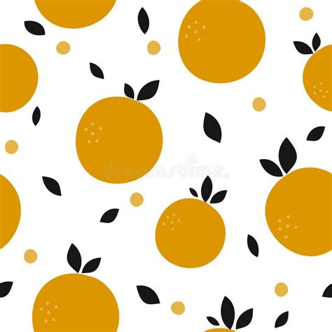 Seamless Pattern With Citrus Orange Fruits Summer Background Stock