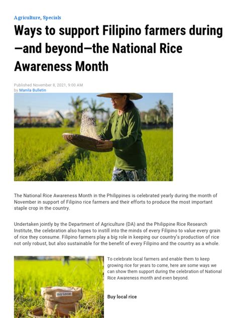 Ways To Support Filipino Farmers During And Beyond The National Rice