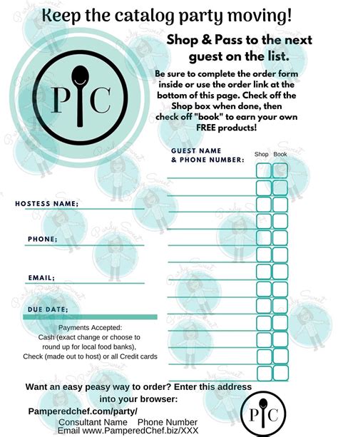Pampered Chef Catalog Show Order Tracker Printable Sheet For Etsy