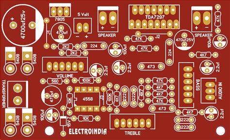 Connect two separate speakers with right polarity to get good sound output. Tda7297 Pcb Layout - PCB Circuits
