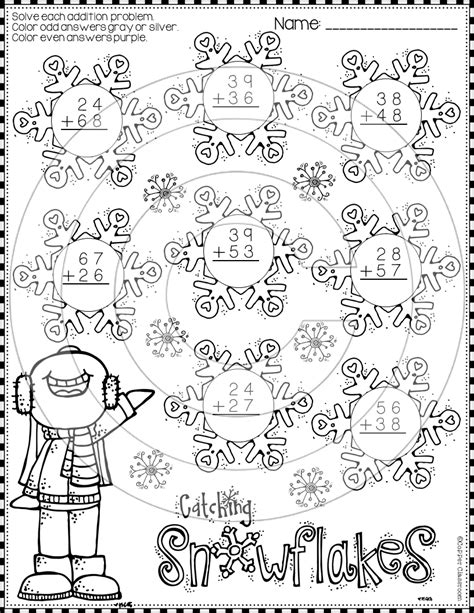 Winter Addition Worksheets Regrouping Winter Math Math Practice