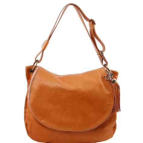 Soft Leather Shoulder Bag With Tassel