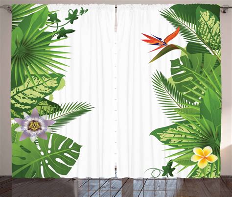 Tropical Curtains 2 Panels Set Lush Growth Rainforest Of Hawaii With