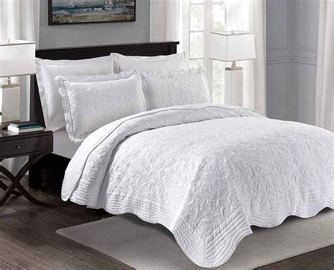 Tkm Home White Quilts Set Queen Size Bedspreads Farmhouse Bedding 100 Cotton Quilted Bedspreads