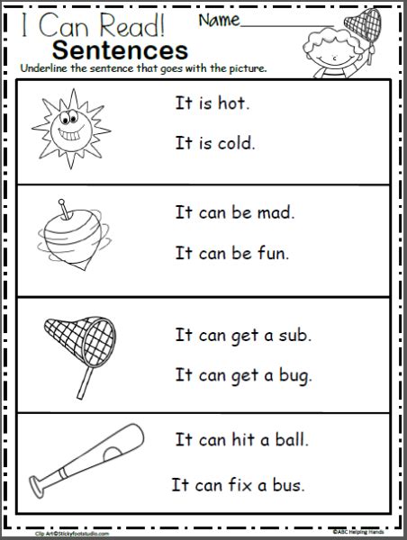 Free Kindergarten Sentence Reading Worksheets Made By Teachers