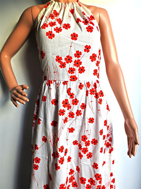 Floral Evening Gown Poppy Print Dress