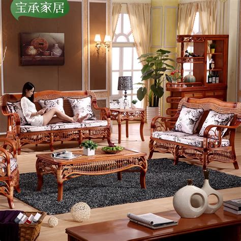 Southeast Asian Rattan Sofa Five Piece Combination Living Room Luxury