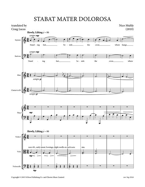 Stabat Mater Dolorosa Score Sheet Music Nico Muhly Performance