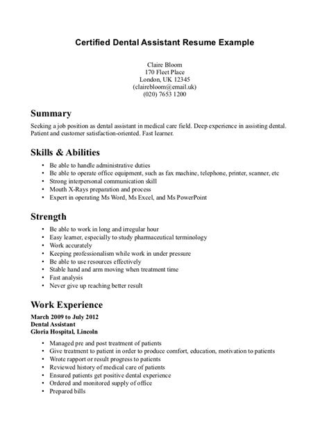 Craft a personalized summary statement. Dental Assistant Resume Sample | IPASPHOTO