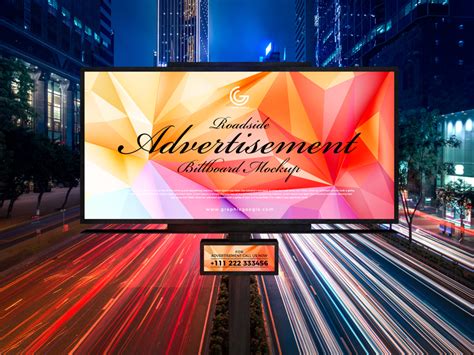 Free Night Outdoor Roadside Billboard Mockup PSD - Mockup ...