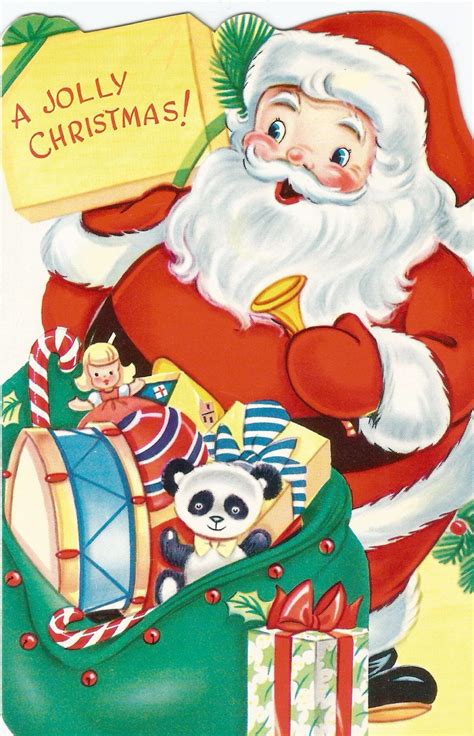 Vintage Santa Claus And Toys Christmas Card Digital Download Printable