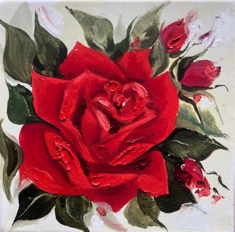 Buy Red Rose Painting By Dina Jankauskienė