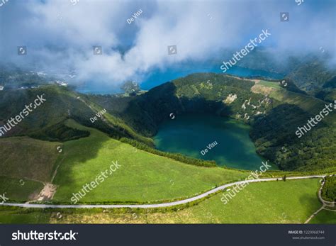 Aerial View Lakes Sete Cidades Volcanic Stock Photo 1229968744