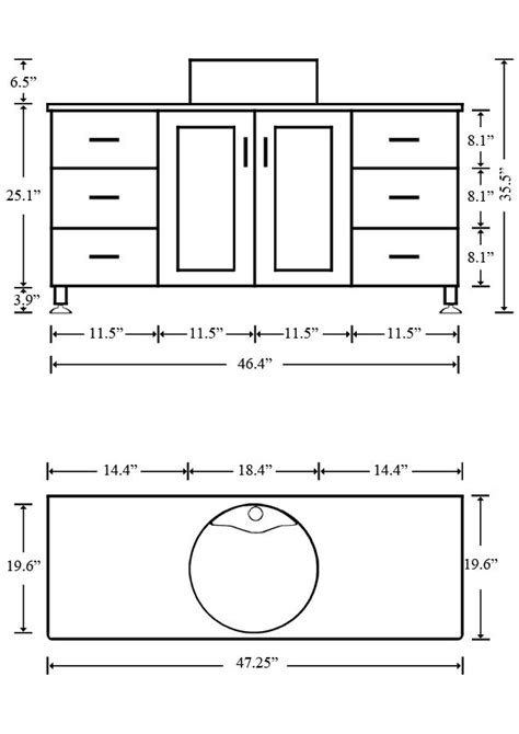 Free bathroom vanity plans features two large cabinet doors, two drawers, and an open storage area under the sink. What is the Standard Height of a Bathroom Vanity ...