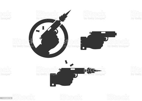 Gun Icons Hand Holding Gun Vector Stock Illustration Download Image